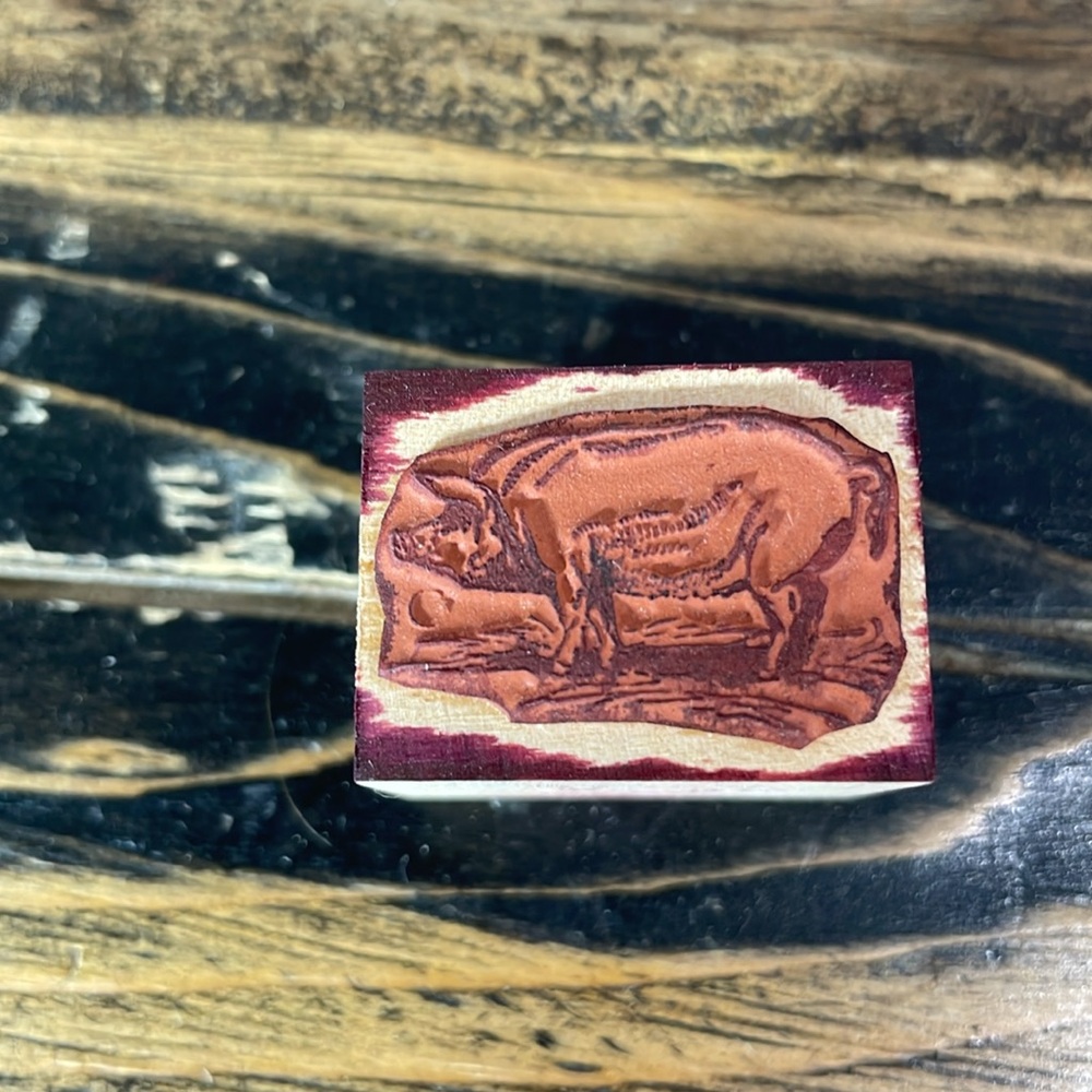 Rubber stamp collection animals horse dogs pig goat rooster chicken cow 9 in box - Picture 13 of 17